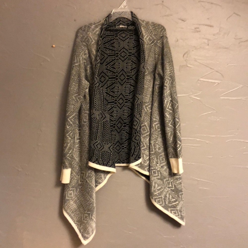 Ava and Viv  Aztec black and white long sweater